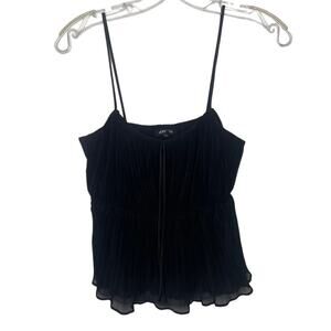 Express Womens Top Size M Black Ribbed Sleeveless Babydoll Lined Camisole